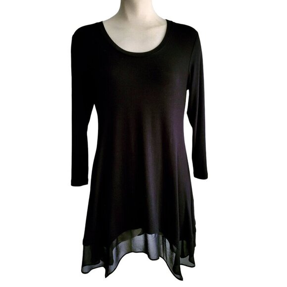 LOGO Lori Goldstein Trapeze Sharkbite Dress Chiffon Black Witchy Whimsigoth XS - Picture 2 of 14